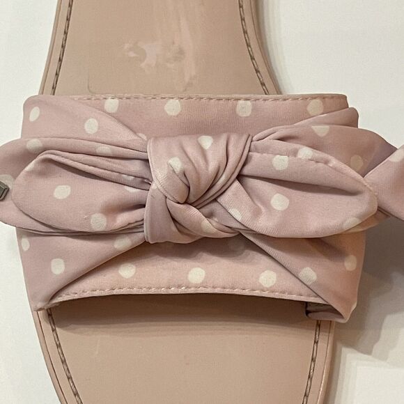Kate Spade Polka Dot Bow Sandals Womens Size 9.5 Slip On Cottagecore Pink White - Picture 2 of 10